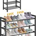 Detsuk 4-Tier Expandable Shoe Rack Adjustable Metal Shoe Organizer for Closet, Entryway & Mudroom Stackable, Heavy-Duty Storage, Black