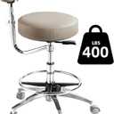 Ergonomic Dental Stool with Adjustable Height & Rolling Base - Comfortable Dentist Chair for Hygienists, Assistants, & Medical Professionals - Grey