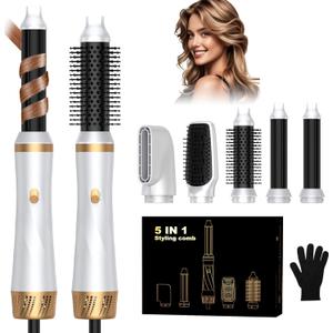 5 in 1 Hair Dryer Brush Set, Blow Dryer Brush with Air Style Wrap Hair Styler, Negative Ionic Magic Style Set, Detachable Air Curler for Volumizer,Straightener,Drying