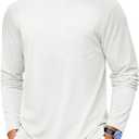 Cotrasen Men's Long Sleeve Shirts Cotton Crew Neck Pocket T Shirts Moisture Wicking Soft Comfort Casual Tee Shirts (XX-Large)