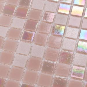 11.5 Sq.Ft Rainbow Pink Glass Mosaic Tiles, 12.9" Sheets (10-Pack), Waterproof Mesh-Mounted Backsplash for Kitchen Wall & Bathroom Floor, Grout Required (Not Peel and Stick), 4mm Iridescent