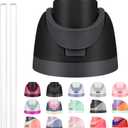 NebkDask Replacement Lid for Owala Freesip - Fits 16oz, 24oz, 32oz, Bottles, Leakproof Cap, BPA-Free Water Bottle Accessory with a Gasket Replacement Stopper and a Bottle O Seal Ringï¼ˆVery Darkï¼‰