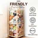 KiddoCood Kids CPC & TIC Certified Stuffed Animal Storage - 3-Tier Natural Solid Wood Plush Toy Organizer & Holder, Corner Solution for Playroom & Nursery, BPA-Free & Zero Glue
