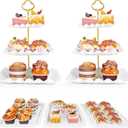 5 Pcs Dessert Table Display Set - 2 Pcs 3-Tier Dessert Display Stands & 3 Pcs Serving Tray - Dessert Trays Dessert Stands Treat Table Displays Set for Tea Parties,Birthdays & Baby Showers, White
