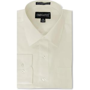 Mens Regular fit Solid Dress Shirts w/Convertible Cuffs (White, XXL)