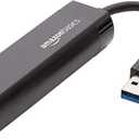 Amazon Basics USB 3.0 to 10/100/1000 Gigabit Ethernet Internet Adapter, Compatible with Windows and macOS, Black