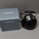 Tea Kettle, 2 Quart Stainless Steel Whistling Tea Kettle, Stovetop Whistling Teakettle Tea Pots for Stove Top with Ergonomic Folding Handle, Small Teapot, Water boiler for Tea, Coffee (Black)