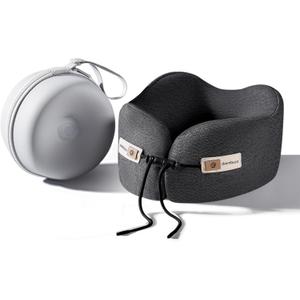 Neck Pillow Airplane, CertiPUR-US BASF Memory Foam Travel Pillows with Comfortable Breathable Cover, Ergonomic Design Compact Airplane Pillow for Flight Headrest Sleep, Portable Plane Accessories (Black)