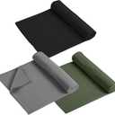 Breling 3 Pack 26"x73" Hot Yoga Mat Towel Pack Non-Slip Yoga Mat Gym Sweat Absorbent Microfiber Towel for Pilates Workout Women Men (Black, Gray, Green)