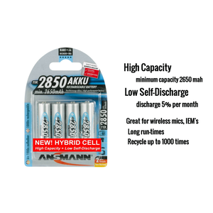 Ansmann AA 2850 Hybrid High Capacity, Low Discharge Rechargeable Batteries 12 Pack