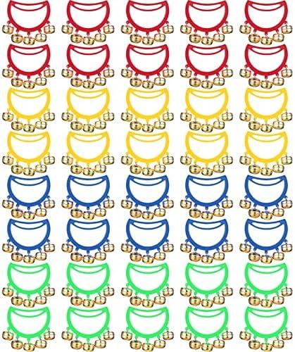 Yeshone 32 Pcs Hand Bells Jingle Bells Bulk Back to School Supplies Tambourine Noise Makers for Kids Adults Musical Instruments Christian Charity Church School Concert Birthday Party Favors