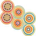 Bico Tunisian Pattern Appetizer Plates Set of 6, 6 Inch Small Ceramic Dessert Plates for Snacks, Salad, Tablescape, Microwave and Dishwasher Safe, Gift for Housewarming and Thanksgiving