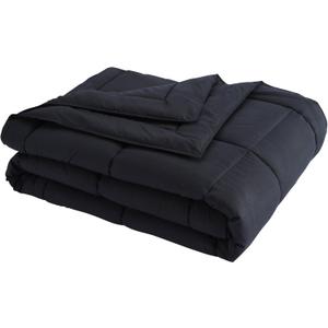 Lotus Home Down Alternative Blanket With Microfiber Cover and Water and Stain Resistance, Twin, Black (Twin, Black)