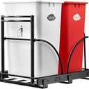 AMENER Dual Under Sink Trash Can Heavy Duty Pull Out Trash Can Under Cabinet, Fits 2x35Qt (7-9 Gal) Commercial Trash Cans Cabinet Trash Bin Pull Out Kit Requires ≥ 22''Dx 16''Wx 17''H, No Can (Black)