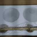 Modern Brushed Brass Linear Chandelier Green Striped Glass Shade 5-Lights Gold Mid Century Sputnik Globe Pendant Light Farmhouse Ceiling Hanging Light Fixture Dining Room Kitchen Island