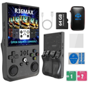 R36MAX 4000mAh Portable Rechargeable Handheld Retro Game Console,Comfort Non-Slip Handheld Standing Retro Game Console with 64G TF Car,4.0-inch Screen,for Office,Blue