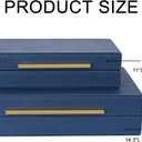 Navy Blue Shagreen box Set of 2 Faux Leather Decorative Boxes,Large Nesting Storage Decorative Boxes with Lids for Modern Home Decor Stacking Jewelry Box Organizer