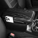 Center Console Cover Fit for Civic: Scratch and Wear Resistant Console Cover Leather with 2 Storage Bags -Upgraded Armrest Coverfor Car,Anti-Scratch Auto Armrest Pad Accessory Black