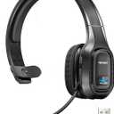 TECKNET Trucker Bluetooth Headphones with Microphone Noise Canceling Wireless On Ear Headset, Hands Free Wireless Headset for Cell Phone Computer Office Home Call Center Skype (Black)