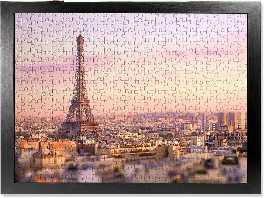 ALL4JIG Premium Wooden Puzzle Picture Frame with 4-Puzzle Storage Capacity for 1000 Piece Puzzles, Tool-Free Easy Assemble Display, Non-Glue Mounting Kit & Hanging Hardware Included (27" x 20")