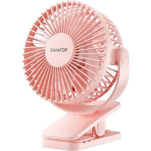 Gaiatop Portable Clip on Fan Battery Operated, Small Powerful 3 Speed Quiet 360° Rotate, USB Rechargeable Mini Personal Cooling Fan for Desk Table Home Office Stroller Camping Women Gifts Pink