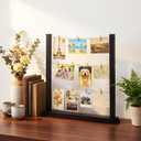 Cinnvoice Desk Photo Display Board with Clips Wooden Picture Collage Board 2026 Graduation Wedding Black Photo Collage Frame Tabletop Picture Postcard Display Stand Decor for Anniversary Home, 15 inches