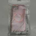 DOMAVER for iPhone 14 Case with Magnetic [Compatible with MagSafe] Luxury Clear Glitter Bling Shockproof Protective Cover Full Camera Lens Protector Women Girls- Pink