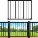 Deck Fence Gate Outdoor, 42‘'Hx48‘'W Deck Gate, Black Heavy Duty Steel Anti-Rust Door with Customizable Width, Metal Gate for Residential, Yard, Patio(No Hinge)