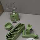 SUSTEAS Rotary Cheese Grater with Handle - Vegetable Shredder with 5 Well-designed Blades & Strong Suction Base, Round Mandoline Slicer & Food Chopper for Kitchen, with Blade Storage Box(Retro Green)