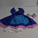 Girls Blue Princess Party Dress, Tropical Hawaiian Halloween Outfit for Kids, Cartoon Tulle Dress with Mouse Ears Headband (5-6 Years)