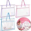 3 Pcs 17.713 Inch Project Bag for Quilting Sewing Craft Storage for Quilter A3 Clear Mesh Design Art Supply Bag Artwork Storage Organize for Artwork Charts and Teaching Material Multipurpose