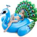 JOYIN Inflatable Peacock Pool Float - Giant Peacock Fun Beach Floaties, Pool Party Decorations Adult Size Inflatable Animal Summer Swim Pool Raft Toys Lounge for Adults & Kids