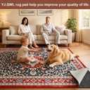 YJ.GWL 9x12 Feet Non Slip Rug Pad 1/4 inch Thick Felt and Silicone Backing, Dual Surface Cushion Rug Gripper for Hardwood Floors, Carpet Liner Keep Rugs in Place, Anti Skid Mat for Under Area Rug