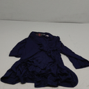 Bluetime Women’s Blouse – Size S, Navy Blue Ruffle V-Neck Long Sleeve Top