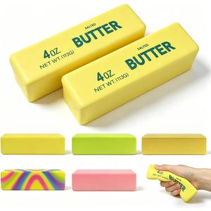 2 Pack Butter Squishy Toys Slow Rising Soft Squeeze Toy Stress Relief Fidget Toys for Kids Party Favors Birthday Gifts Adults Office Desk Toys (Yellow)
