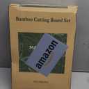 Bamboo Cutting Board Set with Stand, 3PCS Double-Sided Chopping Boards for Kitchen Meal Prep & Serving, Charcuterie, Juice Grooves & Side Handle, Ideal for Meat, Vegetables, Kitchen Essentials