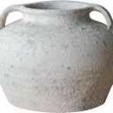 Rustic Terracotta Handle Flower Vase, Height 16.5cm/6.49in Vintage Clay Vases Farmhouse Decor, for Living Room Entryway Table Centerpiece Decor