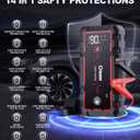 Jump Starter, Battery Jumper Starter Portable, Car Battery Jump Starter with 3 Modes Flashlight, Compass, Power Bank and Jumper Cable