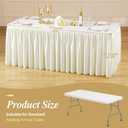 Pack Ivory Tablecloths for Rectangle Tables 6ft, Wrinkle Resistant Spandex Table Cover Fitted Stretch Table Cloth with Pleated Ruffle Skirts for Party Banquet Dining Birthday Wedding