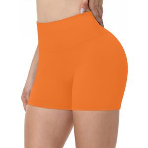 Runhit No Front Seam Biker Shorts for Women - 3''/5''/8'' High Waisted Workout Gym Yoga Spandex Shorts Tummy Control (Medium, Orange)