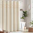 Linen Shower Curtain Boho Beige Shower Curtains for Bathroom 72 x 72 Inch Cloth Shower Curtain with Luxury Tassels Neutral Farmhouse Bath Decor Medieval Vintage Bath Curtains