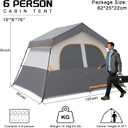 HG 6 Person Camping Tent, Portable Cabin Tent for Camp, Windproof Fabric Easy Set Up Family Tent Outdoor for Hiking, Backpacking, Traveling