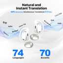 5 x AI Translation Earbuds, OWS Real-Time 3-in-1 Translation Earbuds 144 Languages & Accents, Audifonos Traductores Ingls Espaol, Translation Device for Travel Business Learning, White
