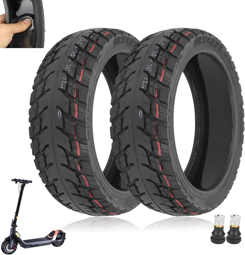 10.5x2.75 Tubeless Tire 10 Inch for Segway Ninebot P65 P100 P100S Electric Scooter, Self Repairing, Thicken Tires, Non-Slip, Spare Wheels for Kickscooter Accessories, Type 2, 2 Pack