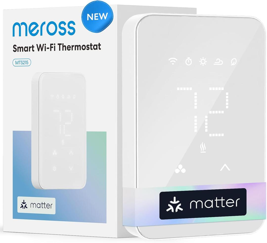 Meross Matter Smart Thermostat for Electric Baseboard Heater, Works with Alexa, HomeKit, Google, SmartThings, Programmable WiFi Thermostat for House, Energy Saving, App & Voice Control for Smart Home