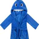 Kids Boys Girls Shark Soft Hooded Bathrobe Toddler Robe with Animal Hood