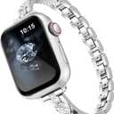 VISOOM Bracelet Compatible for Series 11/10/9/8/se Apple Watch Band 46/45/44/42/41/40/38mm Series 7/SE Women Dressy Luxury Wristband Jewelry Metal Watch Strap for iWatch Series 6/5/4/3/2/1