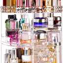 360 Rotating Makeup Organizer Large Perfume Cosmetics Organizer Beauty Organizer Clear Cosmetic Storage Display Case with 7 Layers and Detachable Shelves for Bedroom Dresser or Vanity Countertop