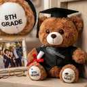 Foilswirl Large 12 Inch Graduation Bear Gift 2026 Teddy Bear Stuffed Animal Playthings with Cap Sash Diploma Graduation Gift to Express Congratulations for 8th Grade Graduate 15 Years Old+