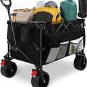 HAUSPROFI Collapsible Wagon Cart, 400 lbs Capacity, 7 cu ft (200L) Large Storage, Heavy Duty Foldable Utility Wagon with Pockets, Beach Wagon with Big Wheels for Sand, Garden, Camping & Grocery